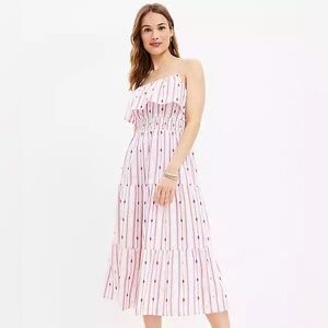 LOFT Striped Midi Dress